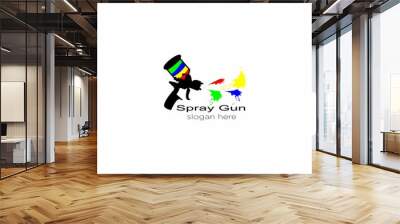 Spray Gun Painting logo, vector colorful spray logo Wall mural