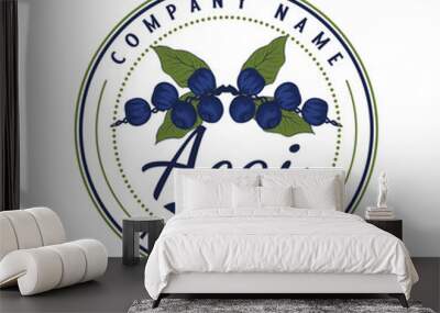 acai berry vector logo. the concept of acai fruit in a circle, for the beverage business, fruit juic Wall mural