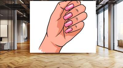 Female hand with a completed manicure. Painted nails. Wall mural