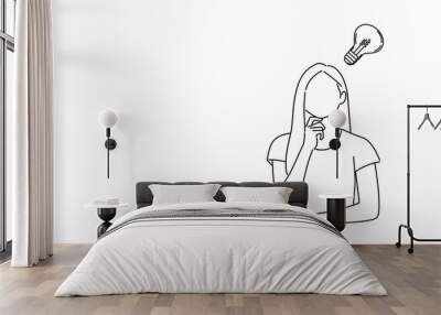 Cartoon of beauty teenager thinking / imagination / question Wall mural