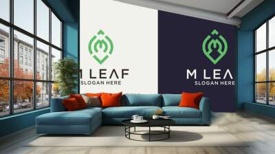 Logo letter m with a combination of leaf, for herbal, natural and fresh companies Wall mural