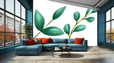 Set of two different branches with leaves Wall mural