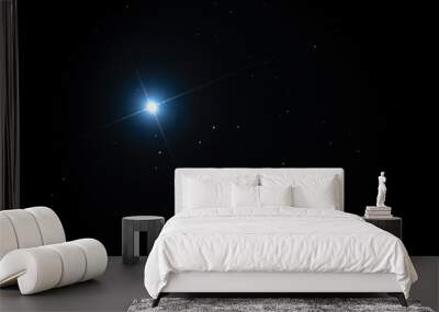 Night sky background with bright Sirius star on black sky with stars. Astro photo on winter night with soft selective focus Wall mural