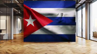 3d illustration of fluttering flag of Cuba texture Wall mural