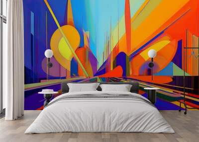 Architecture abstract painting shape. Wall mural