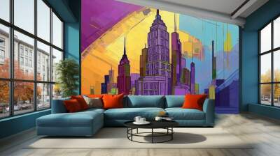 Architecture abstract painting shape. Wall mural