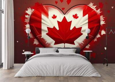 Heart shaped Canada flag for independence day Wall mural