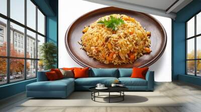 Nohutlu Pilav on plate isolated on white background Wall mural