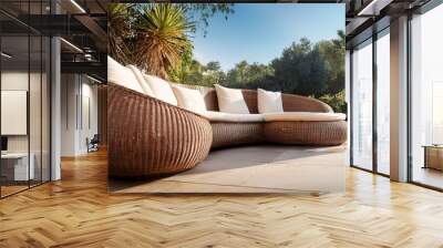 Rattan Sofa for Relaxation at the Pool Wall mural