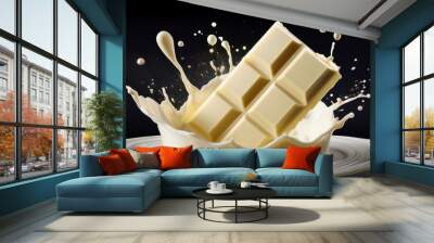 Two bar of white chocolate with splash of milk Wall mural