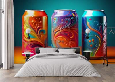 Vibrant soda can illustration Wall mural