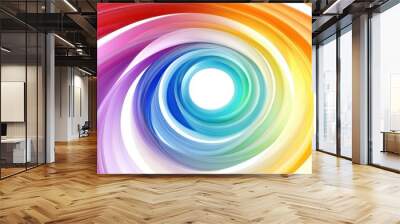 Abstract spiral of colors vibrant rainbow effect empty white background Wall mural