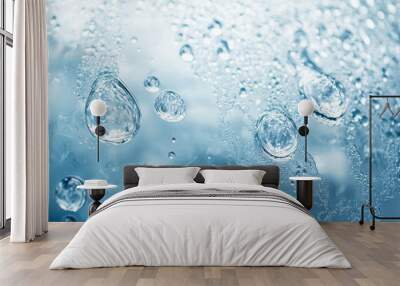 Clear transparent ice surface with trapped air bubbles Wall mural