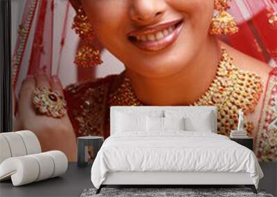 Indian bride in traditional bridal sari in studio lighting indoor Wall mural