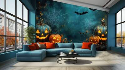 Elegant Halloween wallpaper with intricate, vintage-inspired patterns of spider webs Wall mural