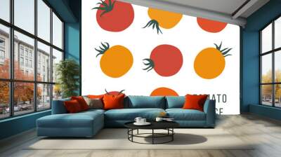 set of hand drawn tomatoes on the white background. stylized food illustration Wall mural