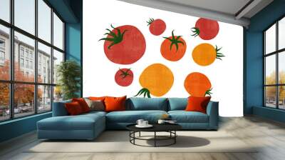 set of hand drawn tomatoes on the white background. stylized food illustration Wall mural