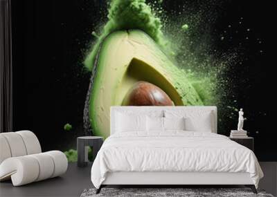 powerful explosion of green dust Wall mural