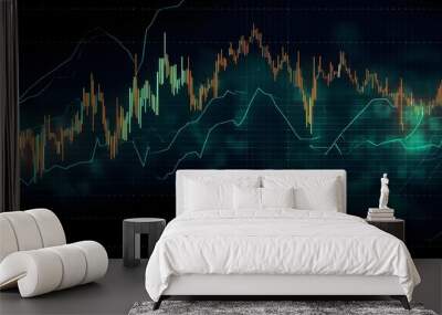 Business future technology market economic investment and money concept background or backdrop. Common forex and commodity exchange with colorful graphics interface. Generative AI technology. Wall mural