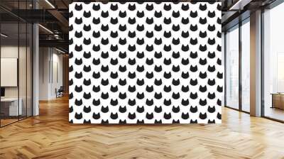 Seamless pattern with black cat silhouette  Wall mural