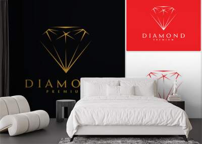 Abstract Luxury Template with Gold Diamond Outlined Shape Wall mural