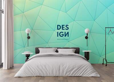 Abstract 3D luxury gradient green and blue polygonal modern design. Geometric triangular pattern. Technology and futuristic style. Can use for cover, poster, banner web, flyer, Landing page, Print ad. Wall mural