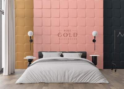 Set of abstract 3D luxury gradient golden, Pink gold and Black square pattern background. Seamless geometric tile collection. Can use for cover, poster, banner web, flyer, Print ad. Vector EPS10 Wall mural