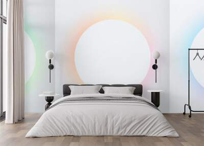 set of blue, pink-purple and green circle frame on white background. abstract 3d cosmic color backdr Wall mural