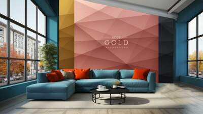 Set of gold, black and pink gold abstract background with dynamic gradient overlap stripes lines. Luxury and elegant concept. Modern and simple template banner collection design. EPS10 vector Wall mural