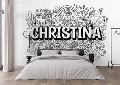 christina #name doodle art Wall mural