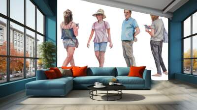 Set of isolated standing and walking people in watercolor illustration, suitable for architectural presentation Wall mural