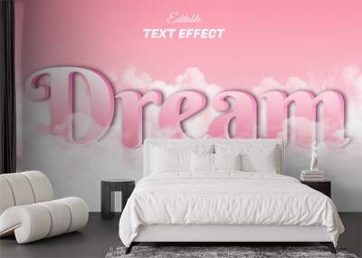 Dream editable text effect with cloudy background Wall mural