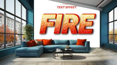 fire 3d editable text style effect Wall mural