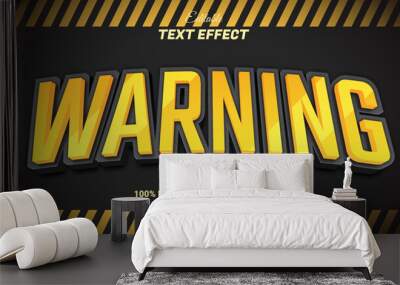 warning editable 3d text effect Wall mural