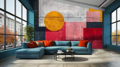 Trendy Geometric Retro Brutalist Posters. Wall mural