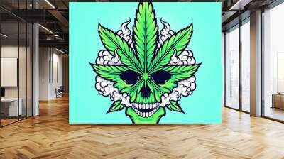 cannabis marijuana weed leaf skull vector Wall mural