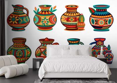 set of mexican illustration theme, mexican pottery Wall mural