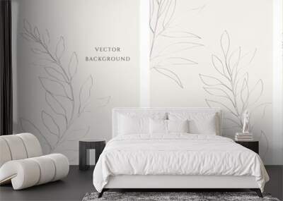 Set of vector abstract universal backgrounds templates in minimal style with branch.	 Wall mural