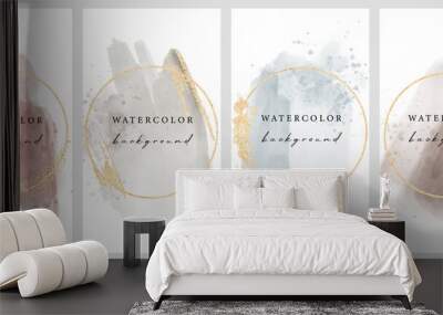 Set of vector universal backgrounds with watercolour shapes copy space for text. Design for social media, story, card, invitation, feed post. Wall mural