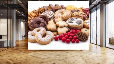 A festive platter of holiday cookies and pastries, ready to delight. Wall mural