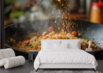 Flavor Explosion: Wok-fried Rice with Seasoning  Wall mural