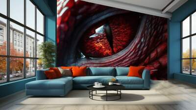 Close up of red dragon eye Wall mural