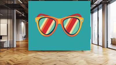 Illustration of summer sunglasses design. Wall mural