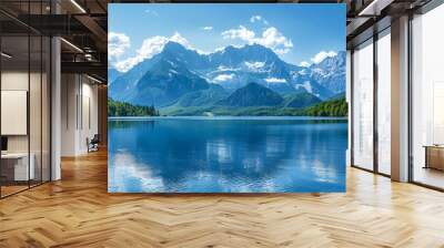 romantic summer landscape with lake and mountains Wall mural