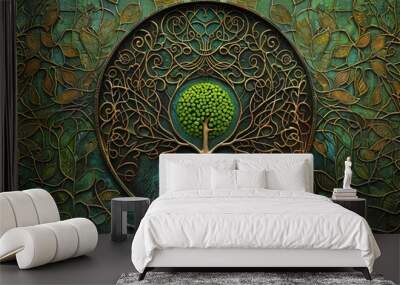 the tree of life, world tree yggdrasil, norse world ash Wall mural