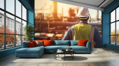 engineer wearing a safety hard hat  Wall mural