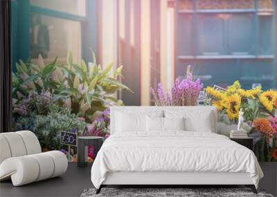 Flower stall retro style Wall mural