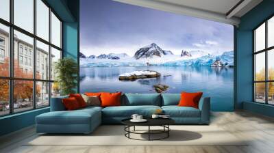 Panorama of the Smeerenburg glacier Svalbard Wall mural