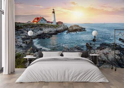 Portland Head Light at dusk Wall mural