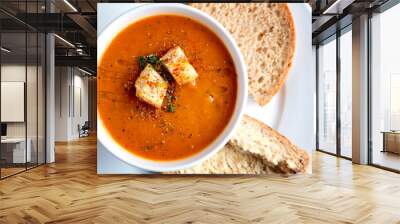 Tomato soup and croutons Wall mural